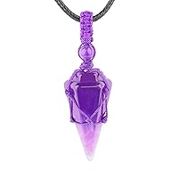 VIKCAUX Crystal Necklace Reiki Healing Crystal Stone 6 Facet Pointed Pendant with Adjustable Rope Natural Quartz Gemstone Necklaces Jewelry for Women Men
