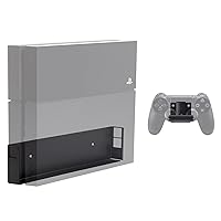 HIDEit Mounts 4 Pro Bundle, Wall Mounts for PS4 Original and Controller, Steel Wall Mounts for Original Playstation 4 and One Rubber Dipped Controller Mount