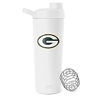 Simple Modern Officially Licensed NFL Green Bay Packers Stainless Steel Shaker Bottle with Ball 24oz | Metal Insulated Cup for Protein Mixes Shakes Pre Workout | Rally Collection | Green Bay Packers