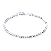Bling Jewelry Unisex Strong .925 Sterling Silver Snake Chain Foxtail Wheat Starter Charm Bracelet For Women Teen Men's Lobster Claw Clasp Fits European Charm Beads 7 8 9 Inch