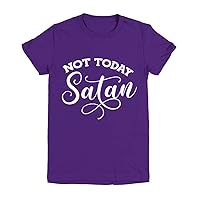 Not Today Satan Religious Tops Tees Plus Size Girls Boys Youth Tee Purple