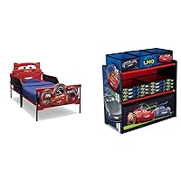 Delta Children Plastic 3D-Footboard Twin Bed, Disney/Pixar Cars & Multi-Bin Toy Organizer, Disney/Pixar Cars