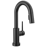 Delta Faucet Trinsic Touch Bar Faucet with Touchless Technology, Bar Faucet with Pull Down Sprayer, Black Bar Sink Faucet, Prep Sink Faucet, Wet Bar Faucet, Matte Black 9959TL-BL-DST