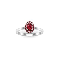 2.30 Ctw Oval Cut Lab Created Red Garnet Halo Engagement Anniversary Ring 14K White Gold Plated For Girls & Women's