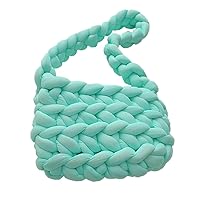 Thick Heavy Hand Braided Bucket Bag, Knitted Yarn Woven Shoulder Bag, DIY Women's Cotton Wool Soft Chunky Messenger Bag