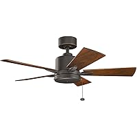 KICHLER 330241OZ Protruding Mount, 5 Walnut Blades Ceiling fan, Bronze/Dark