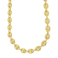 14k REAL Yellow Gold 4.7mm Shiny Puffed SOLID Mariner Chain Necklace or Mens Bracelet Bangle or Foot Anklet for Pendants and Charms with Lobster-Claw Clasp (6