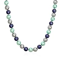Black, White Brown Grey Blue Multi-Color Strand Long 10MM Simulated Pearl Necklace for Women 18, 20 Inch