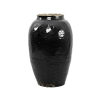 Artissance Vintage Porcelain Tall Glazed Jar, Black (Size & Color Vary)
