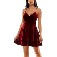 B. Darlin Womens Juniors Lace Back Mini Fit & Flare Dress Red 9/10