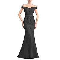 Women's Off The Shoulder Prom Dress Mermaid Long Lace Evening Gowns