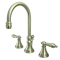 Kingston Brass KS2988AL Governor Widespread Lavatory Faucet with Brass Pop-Up and Metal Lever Handle, Brushed Nickel