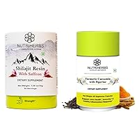 Pure Himalayan Shilajit Resin with Saffron (30g) and Turmeric Curcumin with Piperine Capsules (60 Capsules) - Natural Humic Trace Minerals Supplement for Energy, Immune Support, Memory Mood Boost