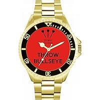 Red Throw Bullseye Mens Wrist Watch 42mm Case Custom Design