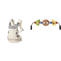 BabyBjorn Baby Carrier Harmony, 3D Mesh, Cream & BABYBJORN Wooden Toy for Bouncer - Googly Eyes (080500US)