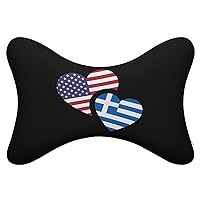 Greece US Flag Car Neck Pillow Soft Car Headrest Pillow Neck Rest Cushion Pillow 2 Pack for Driving Traveling