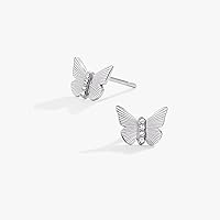 Alex and Ani AA744023S,Precious, Butterfly and Crystal Stud Earrings,.925 Sterling Silver,Silver, Earrings