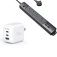 TROND 3 ft Surge Protector Power Strip with USB & TROND USB C Charger Block 35W GaN III USB Wall Charger