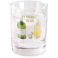 Pavilion-Let The Party Be Gin-11 oz Low Ball 11 oz Rocks Glass, 1 Count (Pack of 1), Green