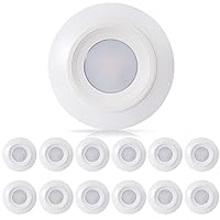 E ENERGETIC LIGHTING Dimmable LED Disk Light 5/6 Inch, 9.5W, 800LM Surface Mount Ceiling Light, 5000K Daylight Low Profile Light Fixture, Wet Rated, Install into Junction Box, ETL-Listed, 12 Pack
