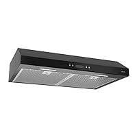 Broan-NuTone BCDJ130BL Glacier Sahale 30-inch Under-Cabinet Easy Install 4-Way Convertible Range Hood with 3-Speed Exhaust Fan and Light, Black