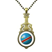 Congo National Flag Soccer Football Necklace Antique Guitar Jewelry Music Pendant