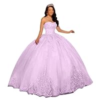 Strapless Glitter Tulle Quinceanera Dresses for Teens Sweet 16 Birthday Lace Appliques Ball Gowns Puffy Prom Dresses