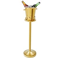 1 Piece Ice Bucket with Stand Stainless Steel Standing Champagne Ice Bucket Ice Cube Container Wine Bucket on Stand Champagne Bucket for Beer KTV Club Bar BBQ Wedding Christmas (Gold)