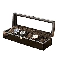 Wooden Watch Box Jewelry Storage Box Portable 6 Grid Transparent Glass Window Display Box Birthday Gift Men and Women