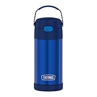 THERMOS 12 Ounce Kids FUNTAINER Vacuum Insulated Stainless Steel Water Bottles with Straw, Pink and Blue
