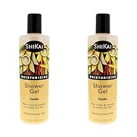 Daily Moisturizing Shower Gel (Vanilla, 12oz) | With Hydrating Aloe Vera & Oatmeal | Scented Body Wash for Dry Skin Relief (Pack of 2)