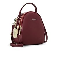 Chic Mini Backpack – Women’s PU Leather Fashion Shoulder Bag Wine Red