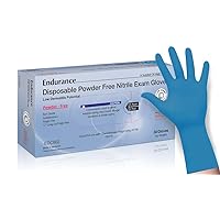 Endurance 11.5 Inches Extended Long Cuff Powder Free Blue Nitrile Exam Medical Gloves, Heavy Duty, 8 Mil, Low Derma