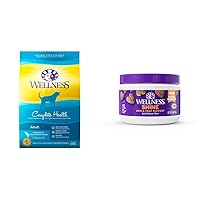 Wellness Food + Supplements Bundle: Complete Health Natural Dry Dog Food, Whitefish & Sweet Potato, 15-Pound Bag Skin & Coat Barkin' Bacon Flavored Soft Chew Supplements for Dogs, 45 Count
