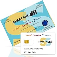 SmartSim Prepaid Europe SIM Card 4G LTE, European Data Only SIM Card for UK, France, Italy, Spain and Germany Travel |for loT Devices-WiFi Mobile Hotspot,GPS Luggage Tracker, Smart Watch, No Contract