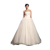 Elegant Ivory Strapless A-Line Floor Length Wedding Dresses With Beading