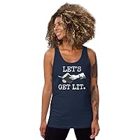 Funny Book Readers and Writers Let's Get Lit. Reading Pun Unisex Tank Top