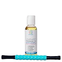 Arnica Coconut Lymphatic Drainage Massage Oil 2oz & Post Liposuction Massage Roller Stick Bundle, for Fibrosis Treatment, Manual Lymph Drainage & Post Surgery Recovery