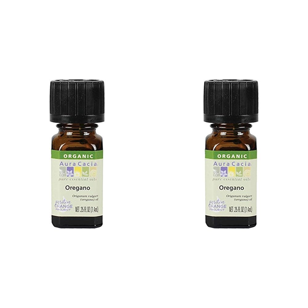 Aura Cacia Aromatherapy 100% Organic Essential Oil, Oregano - 0.25 Oz (Packaging May Vary) (Pack of 2)