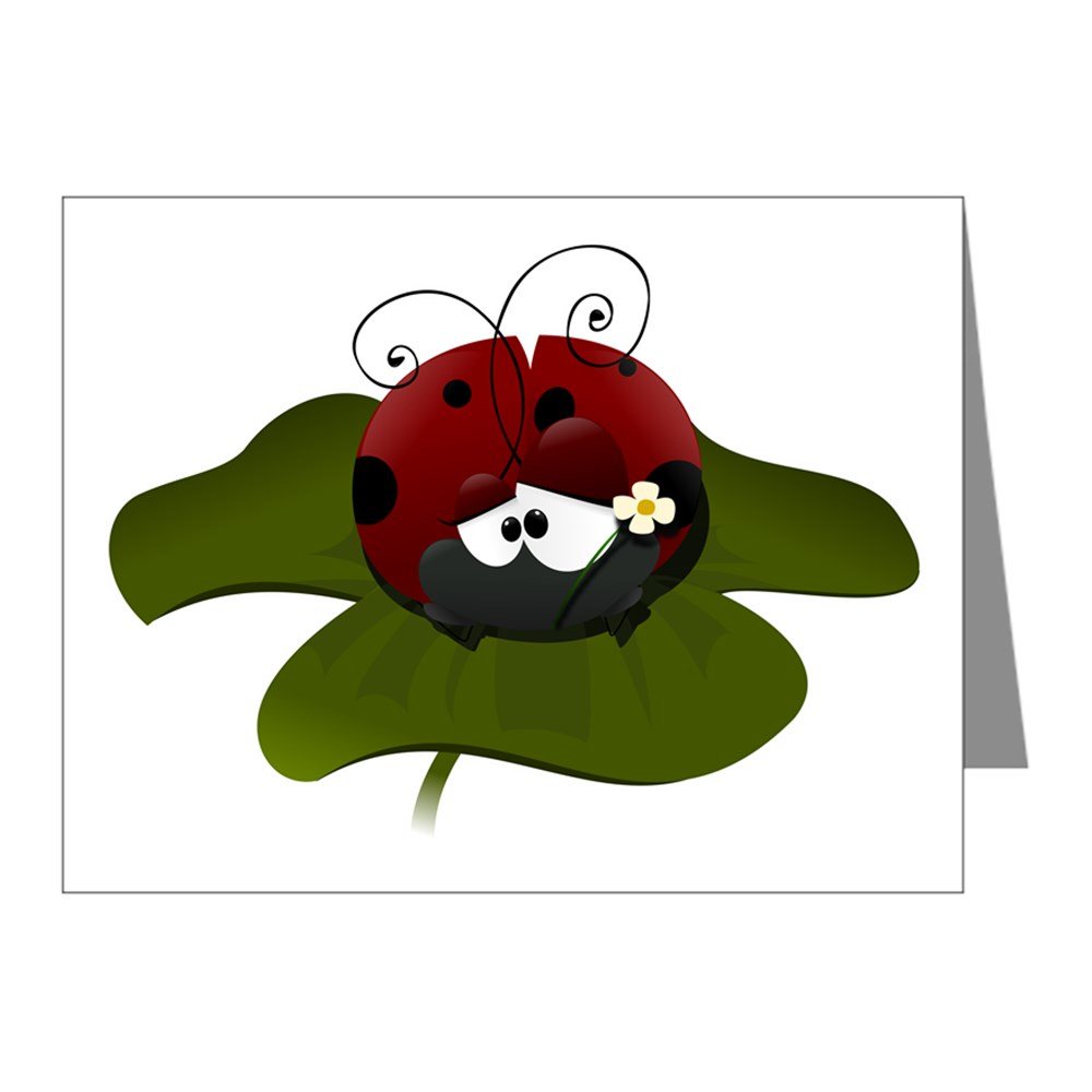 Note Cards (20 Pack) Cute Little Lady Bug Sitting on a Clover