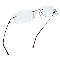 LifeArt Blue Light Blocking Glasses, Computer Reading Glasses, Anti Blue Rays, Reduce Eyestrain, Rimless Frame Tinted Lens with diamond, Stylish for Men and Women (Purple, 2.00 Magnification)