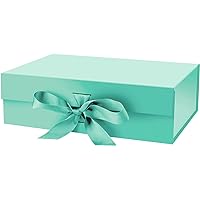 Gift Box with Lid for Presents 10.5x7.5x3.1 Inches with Ribbon and Magnetic Closure(1-Pack) (Green)