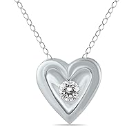 1/4 Carat Diamond Heart Solitaire Pendant in 10K White Gold and 10K Yellow Gold