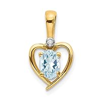 14k Yellow Gold Oval Polished Prong set Open back Diamond and Aquamarine Pendant Necklace Measures 17x10mm Wide Jewelry Gifts for Women