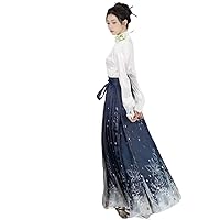 Chinese Women's Clothing Pleats Skirt Daily Wear Hanfu Ming Modern Improved Women