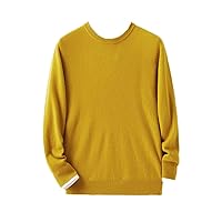 Men Autumn/Winter 100% Solid Wool Cold Resistant Clothing Round Neck Solid Color Pullover Sweater
