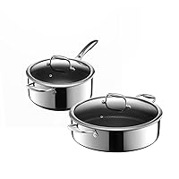 HexClad 2-Piece Set, 5 Quart Saucepan with Lid and 7-Quart Saute Pan Bundle