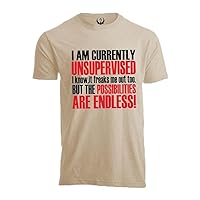 Lowomi Currently Unsupervised Novelty Cool Funny T-Shirt Humorous Statement Tee Graphic Design Shirt