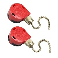 2pcs Ceiling Fan Switch 3 Speed 4 Wire, Ze-268s6 Ceiling Fan Replacement Parts, Nickel Ceiling Fan Pull Chain Switch(Red)