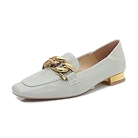 Women's Louboutins Comfortable Slip-on Driving Flats Office Shoes Metal Chain Ring Buckle Flat Heels